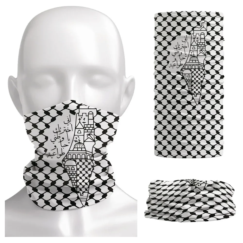 Neck Gaiter Face Cover - Bandana Kaligrafi Arab Pola Hatta Kufiya